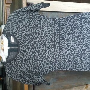 Calvin Klein Gray Leopard Print Short Sleeve Sweater Dress - Women's Medium